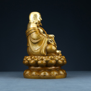 Maitreya <b>Buddha</b> Statue Brass Handmade Color-blocked Gold Figure Home Decor Housewarming Gift <b>Ornamental</b> Craft - Product Image 2