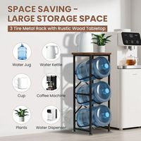 Support de rangement écologique pour distributeur d'eau et bouteilles en bambou moderne à trois niveaux, robuste