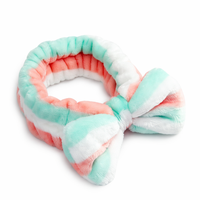 Bandeau en polaire personnalisé avec nœud, élastique et épais, en peluche, pour femmes, idéal pour le spa