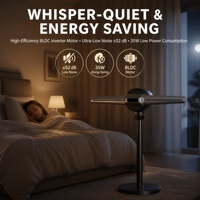 Ventilateur sur pied sans pales à moteur DC, modes tour et couverture d'air 2-en-1, pivotement à 360 degrés, contrôle par télécommande et application, pour la maison et le bureau