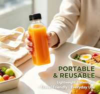 Botellas de Plástico Cuadradas al por Mayor para Jugos con Tapas Antiderrames, Envases Desechables para Bebidas, para Jugos, Smoothies y Bebidas Frías