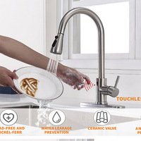 Robinet de cuisine classique en acier inoxydable 304, à capteur automatique, finition brossée, avec douchette extractible double mode, mitigeur chaud/froid pour projet
