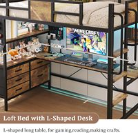 Lit superposé en bois avec bureau, stable, en métal, pour petit appartement, dortoir, étudiant, directement de l'usine