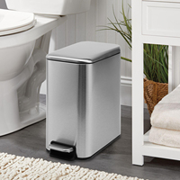 Poubelle mince poubelle de cuisine étroite avec couvercle à fermeture en douceur pédale à pédale poubelle de toilette en acier inoxydable