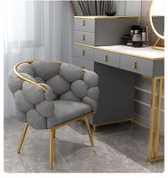 Fauteuil de maquillage Suolinte pour la maison, en velours capitonné, avec structure en métal doré, style moderne minimaliste, luxueux, pour salon ou chambre à coucher