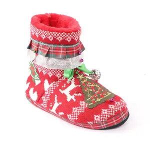 סיטונאי מקורה נעליים ונעלי בית אדום מעצב חג המולד מותאם אישית בפלאש נעל