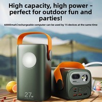 Batterie externe portable 60000mAh, charge rapide 100W PD, double type C, lampe torche LED, camping en plein air pour téléphone portable, ordinateur portable