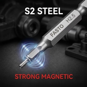Set di punte esagonali magnetiche in acciaio FASTO S2 ad alte prestazioni 2026, punte per cacciavite di grado industriale per <span class=keywords><strong>avvitatore</strong></span> a impulsi - Product Image 2