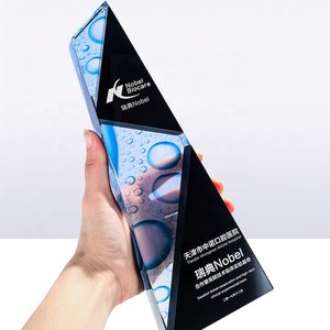 Fournisseur chinois de trophées en cristal personnalisés avec plaque en verre 3D, couronne étoilée rouge et bleue en métal - Product Image 4