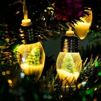 Décorations de Noël à LED Mini boule à neige Ampoule Flocon de neige Arbre de Noël Batterie Guirlande lumineuse Bouteille de souhaits Décoration de Noël