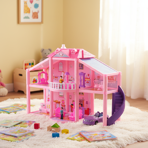 Giocare divertimento di plastica villa mobili fai da te per bambini giocattolo casa di bambola - Product Image 5