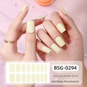 Semi Cured Gel Nail Custom Logo Package Nails Personalize Design Sticker Gel Nail Wraps With UV Lamp