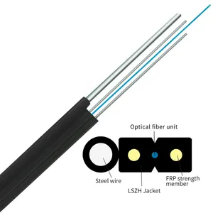 KEXINT Factory Price FTTH Outdoor GJYXCH 1/2/4 Cores G657A1 Steel Wire FRP Black Fiber Optic Drop Cable