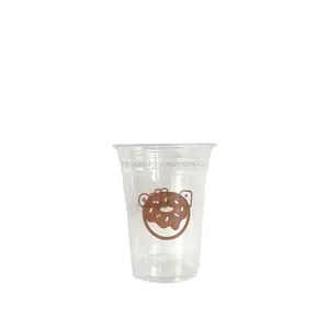 China supplier Custom logo Cup Disposable PET Cup 12oz 14oz 16oz 18oz 24oz Smoothie Cold Drinks Clear Plastic Iced Coffee Cups
