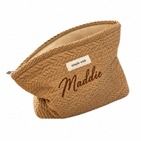 Pochette de maquillage tissée pour demoiselle d'honneur, design simple, trousse de toilette de voyage, logo brodé personnalisé, sac à cosmétiques