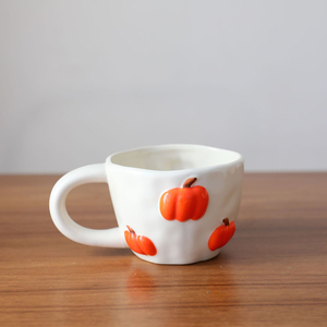 ถ้วยกาแฟเซรามิกฟักทองแบบสร้างสรรค์แก้วนมสำหรับอาหารเช้าลายนูนแบบไม่สม่ำเสมอ - Product Image 4