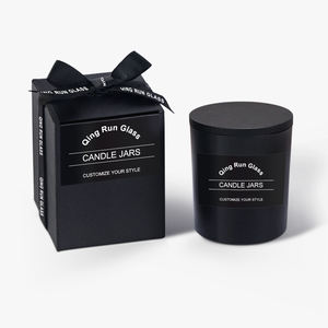 Lujo personalizado vacío reutilizable mate negro botella vidrio vela tarro tapa lujo personalizado caja de embalaje para la fabricación de velas para el aroma - Product Image 1