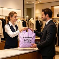 Sac de courses en plastique robuste à poignée en forme de V, personnalisable avec logo, pour emballage de vêtements de boutique et vente en gros de cadeaux