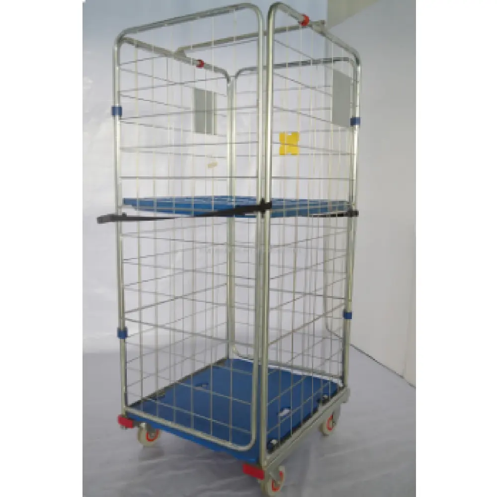 Logistic warehouse galvanized customized folding collapsible metal steel mesh roll foldable wire cage container