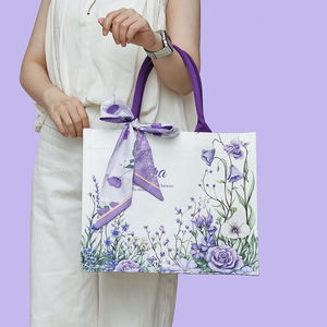 Sac de courses <span class=keywords><strong>en</strong></span> toile élégant avec logo personnalisé, motif <span class=keywords><strong>lavande</strong></span> et rose violette, <span class=keywords><strong>pour</strong></span> promotion d'entreprise et publicité <span class=keywords><strong>en</strong></span> supermarché - Product Image 2