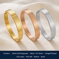 Bracelet manchette étanche en acier inoxydable plaqué or 18 carats, personnalisé avec logo gravé, anti-oxydation, vente en gros