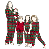 Desain kustom kepribadian gaya baru Kaus dan celana lengan panjang bunga anak perempuan Jumpsuit ukuran besar Set keluarga natal