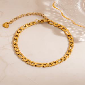 Anti Tarnish Dainty Fine Custom Stainless Steel 14k 18k <b>Gold</b> Plated Fashion <b>Bracelet</b> & Bangle Heart <b>Charm</b> <b>Bracelet</b> for Men Women - Product Image 1