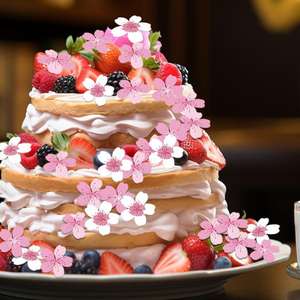 Vendita calda commestibile rosa Sakura a forma di fiore Wafer di carta fiori di ciliegio decorazioni <span class=keywords><strong>torta</strong></span> di <span class=keywords><strong>compleanno</strong></span> per la decorazione di nozze festa - Product Image 1