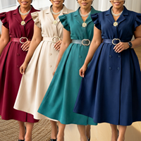 Robes de Carrière Tendance pour Femmes – Élégantes et Décontractées, à Manches Mi-Longues, Col en V – Robes de Bureau Formelles pour Femmes – Robes Africaines de Travail