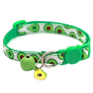 Nuevo lindo <span class=keywords><strong>Collar</strong></span> de gato características reflectantes poliéster impreso campana fruta colgante mascota pegatina Color caramelo botón hebilla cierre pequeño - Product Image 1