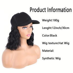 Peluca de gorra de béisbol con pelo sintético corto y rizado, ajustable para mujer, de 12 pulgadas, resistente al calor, con gorra de lona - Product Image 5