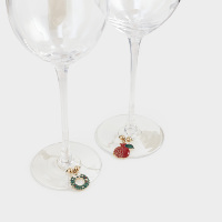 Bouchon de bouteille de vin écologique en forme de grenade en métal avec 4 breloques pour verres à vin, coffret cadeau