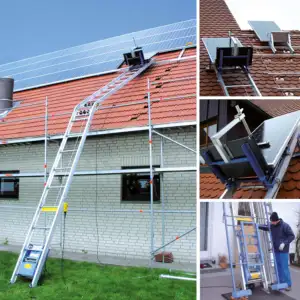 Construção elétrica pequena grua levanta o equipamento do elevador da escada do painel solar para o levantamento do telhado do painel do picovolt