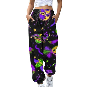 Pantalones Harem de Cintura Alta con Estampado Mardi, Casuales y a la Moda para Mujer - Product Image 2
