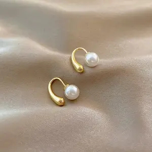 Anting-Anting Mutiara Wanita, Desain Mewah Korea Tetesan Air Mode Kepribadian Trendi Anting-Anting Kelas Atas untuk Wanita