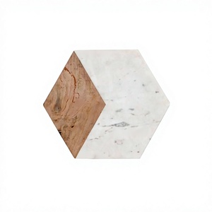 Planche à fromage en bois et en marbre de qualité supérieure avec planche à découper de vaisselle d'hôtel de forme hexagonale en Inde - Product Image 1