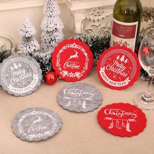 Decoration Supplies Xmas Mat Decor Home Craft Party Table Set Merry Christmas Cup Coasters - Product Image 2