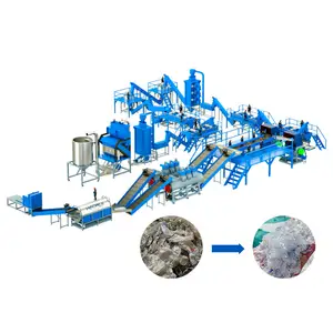 Mesin pembuat serat staples poliester daur ulang botol hewan desain Modern atau garis cuci daur ulang plastik