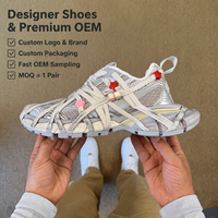 Chaussures de luxe 2026 pour hommes et femmes, baskets en maille de haute qualité, gris argenté, blanc, multi-lacets, perles étoiles, style déstructuré, sport