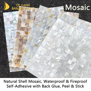 Mosaïque de coquille de nacre 10 mm, verre résistant à l'eau, design moderne écologique, salle à manger, extérieur - Product Image 3