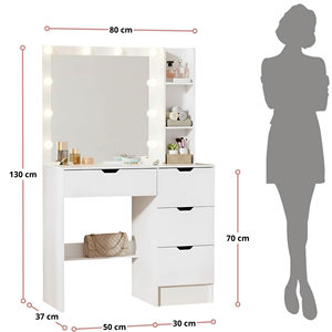 Table <span class=keywords><strong>de</strong></span> toilette moderne avec miroir et <span class=keywords><strong>tiroirs</strong></span> pour chambre à coucher - Product Image 2