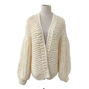 2023 Mới Đến Phụ Nữ Giản Dị Mùa Thu Mùa Đông Đan Cardigan Crochet Áo Len Cho Phụ Nữ