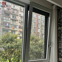 Ventana Abatible con Función de Inclinación, Marco Delgado Moderno Personalizado, Ventana Abatible de Aluminio de Alta Resistencia, Anticorrosión, Larga Vida Útil
