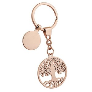 Portachiavi in oro rosa con albero della vita e ciondolo a cerchio, accessorio di moda per donna e uomo - Product Image 1