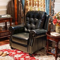 Fauteuil Tigre en Cuir Véritable American Vintage : Canapé Monoplace Confortable et Relaxant pour le Salon, le Balcon ou la Chambre