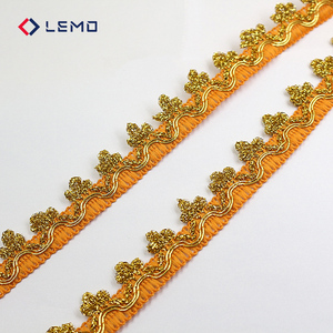 Cinta de encaje metálica bordada con lazo, dorada y plateada, trenzada de ganchillo, para adornos de vestidos de novia y trajes nigerianos - Product Image 4