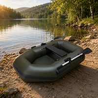 Bateau de pêche gonflable vert durable de 180 m pour la carpe et le poisson-chat, avec plancher stable, montage et installation faciles, rangement portable