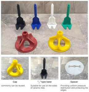 Niveau de <span class=keywords><strong>sol</strong></span> en PP/PE de haute qualité avec tiges filetées de 1 mm et capuchons réutilisables pour travaux de rénovation de sols DIY - Product Image 2