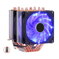 Refroidisseur cpu 6 caloducs 2 ventilateurs radiateur de refroidissement 3 broches 4 broches pour lga 1150 1155 1156 1366 2011 X79 X99 carte mère Am2 Am3Am4