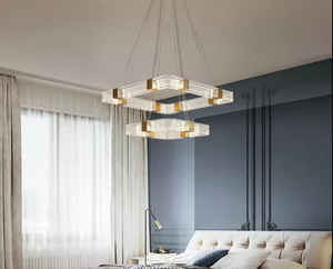 Zèle éclairage hôtel métal acrylique lustre cuisine salle à manger or luxe nordique suspension suspension - Product Image 5